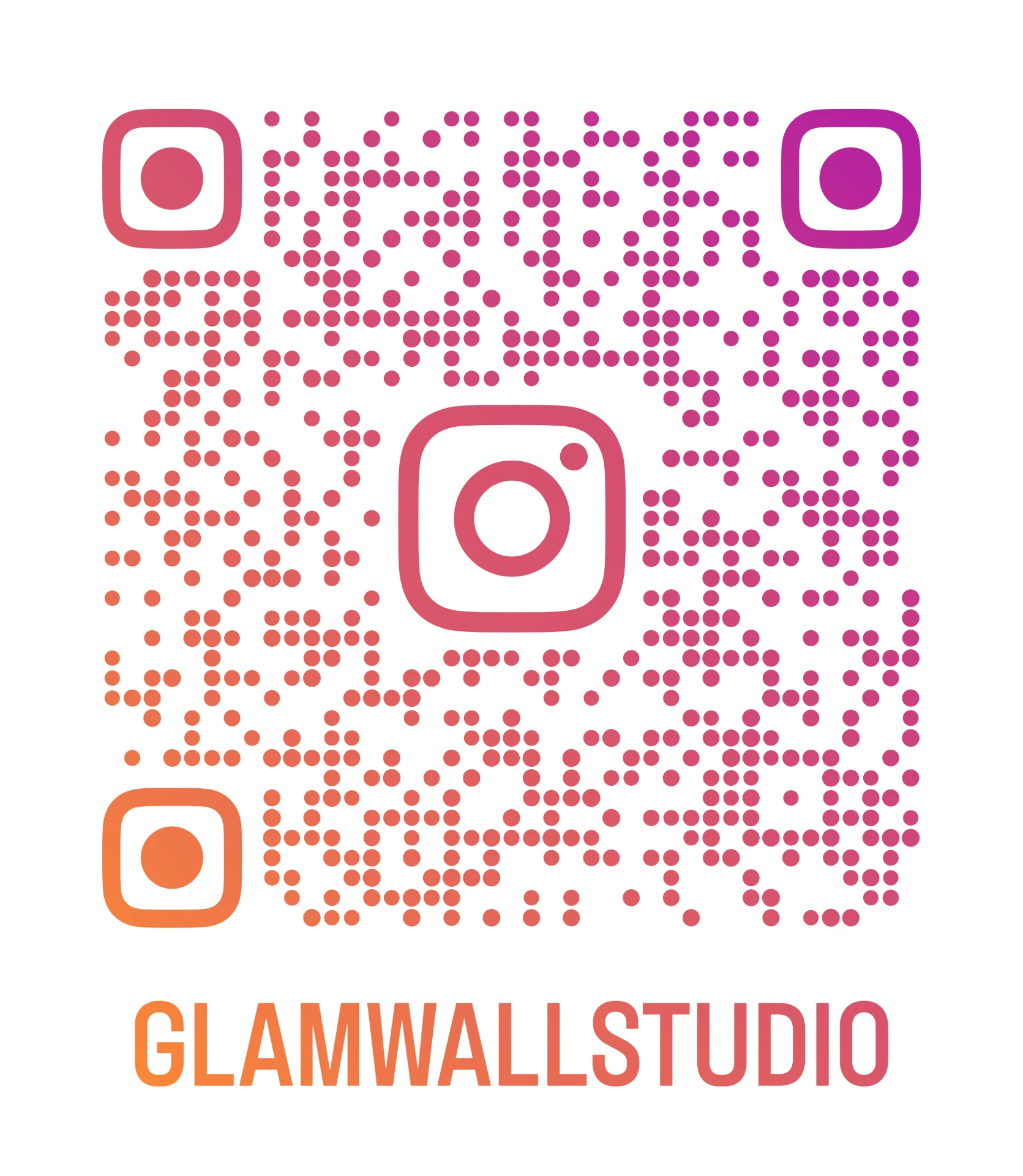 Scan to follow Glam Wall Studio on Instagram
